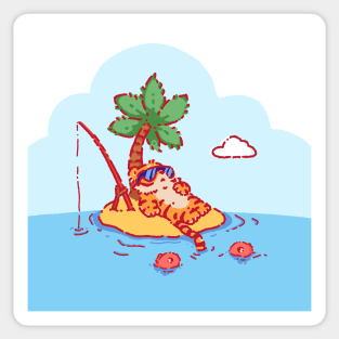 Tiger fishing (background) Sticker